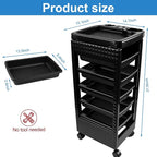 Salon Trolley Cart with 5 Drawers, Beauty Rolling Hair Rack with Worktop - Image 2