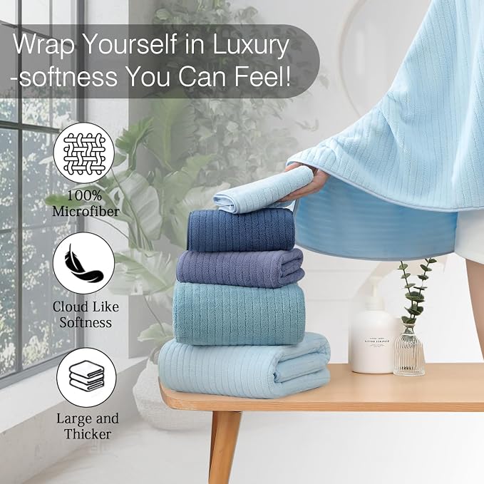Hailea 18 Piece Family Bath Towel Set Include 6 Bath Towels, 6 Hand Towels and - Image 5