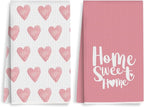 2PCS Pink Heart Love Home Sweet Home Valentine's Kitchen Towels, Valentines Day by Unknown