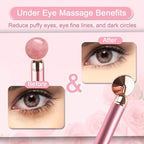 Upgrade 2 in 1 Vibrating Jade Facial Massager Roller, Electric Rose Quartz Eye - Image 4