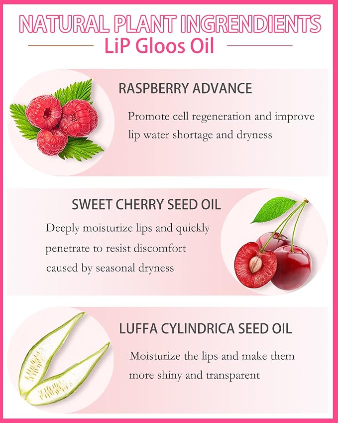 Hydrating Plumping Lip Glow Oil, Shine Tinted Lip Gloss, Glow Reviver Lip Oil - Image 2