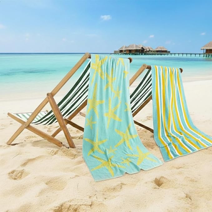 CASA COPENHAGEN Miami Towel 2Pcs Starfish Teal by CASACOPENHAGEN