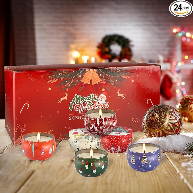 WPONSZU 24 Pack Christmas Scented Candles Gift Set by WPONSZU