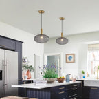 KCO Lighting Mid Century Modern Gold Glass Pendant Lighting Smoke Grey Globe - Image 4