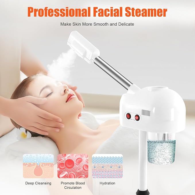 Professional Ozone Facial Steamer on Wheels, Adjustable Height, 360° Rotatable - Image 3