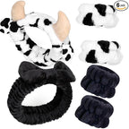 Women's Cow Print Spa Headband and Wristband Set by Nabegum
