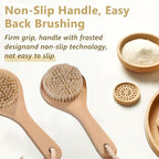 Dry Bath Body Brush with Short Handle, Natural Bristles Back Scrubber, - Image 6