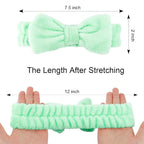 Casoty 6 Pcs Green Spa Headbands, Skin Care Headband, Soft Coral Fleece - Image 6