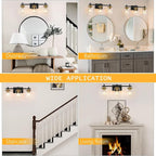 3-Lights Black and Gold Bathroom Light Fixtures Over Mirror, Modern Brushed - Image 7