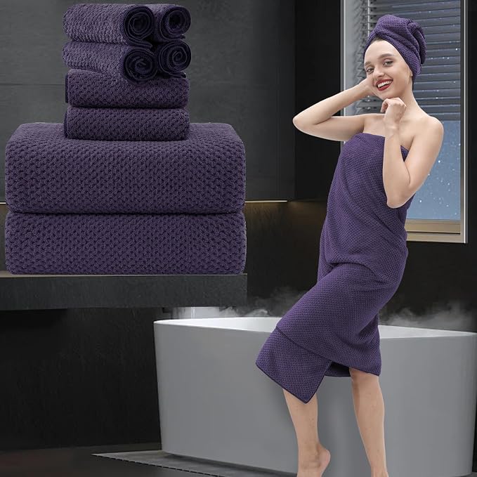 8 Piece Bathroom Towel Set |2 Oversized Large Bath Towels Sheet, 2 Hand Towels by MAGGEA