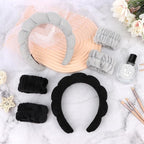 6Pcs Spa Headband and Wrist Washband Set, Skincare Makeup Headband, Sponge Face - Image 7