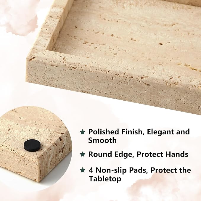 Real Natural Small Marble Tray for Bathroom, Kitchen and Desktop, Rectangle - Image 3