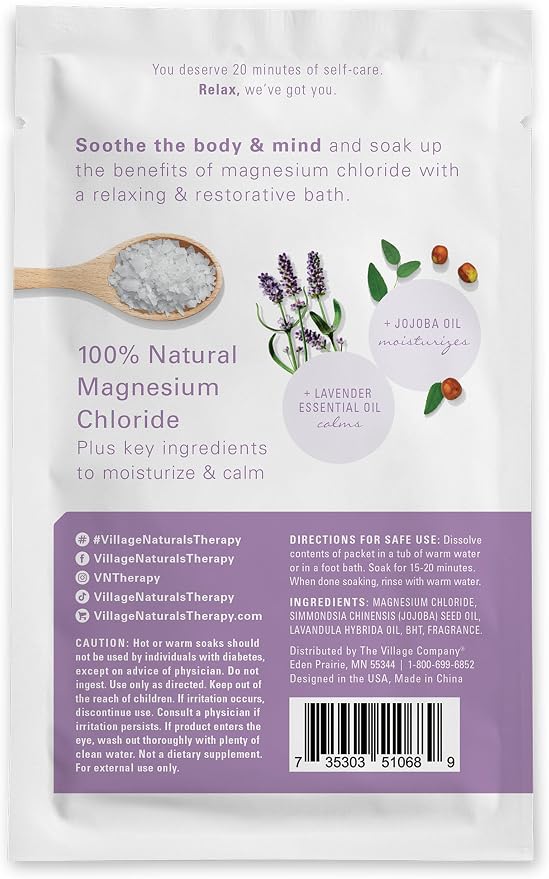 Village Naturals Therapy Calm Magnesium Bath Flakes, Lavender Vanilla Scent - Image 2