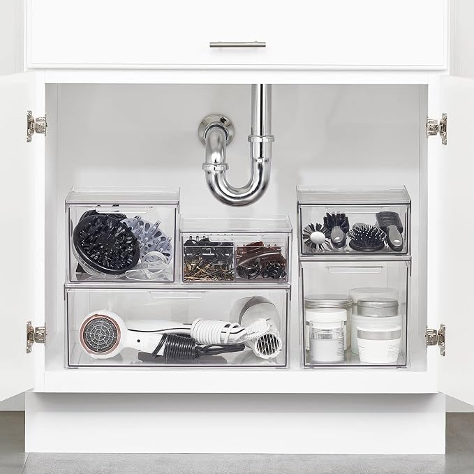 mDesign Plastic Stackable Bathroom Storage - Image 2