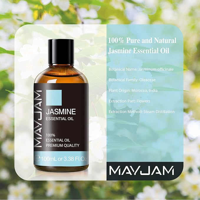 Jasmine Essential Oil with Glass Dropper, MAYJAM Pure Essential Oils - Image 3
