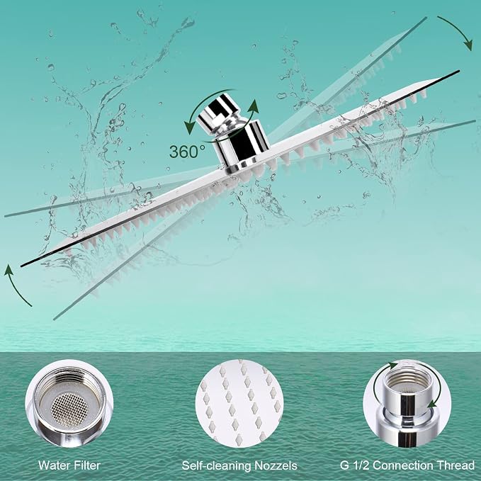 HarJue Filter Shower Head, High Pressure 8 Inch Rainfull - Image 2