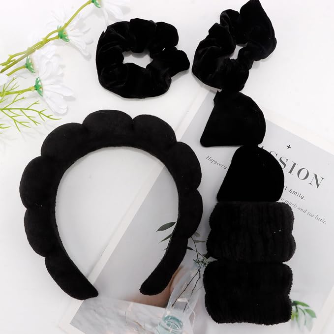 AOPRIE SPA Headbands for Washing Face Makeup Scrunchies Powder Puff Women - Image 3