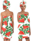 Watermelon Leaf Print Bath Wrap and Hair Drying Towel Set by QIULIBMH