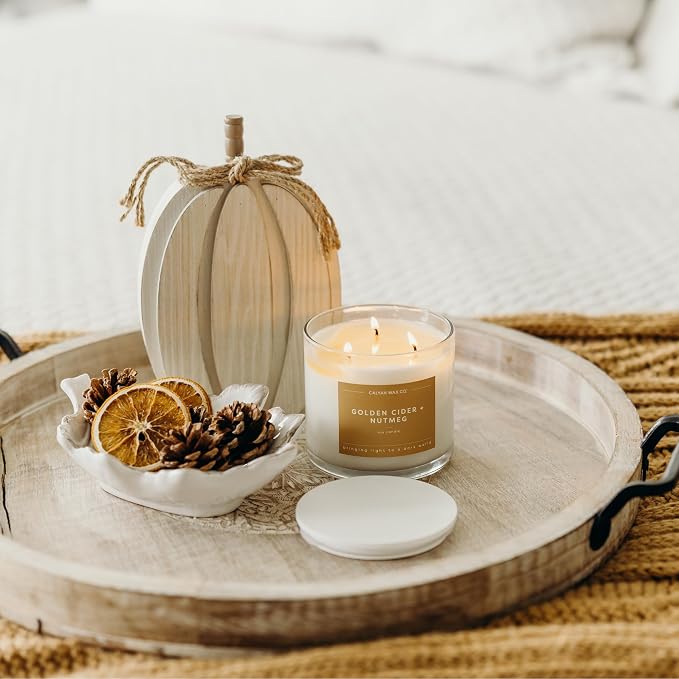 Calyan Wax Co. Golden Cider & Nutmeg 3 Wick Scented Candle - Image 4