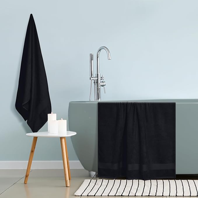 GLAMBURG Premium Cotton Oversized 2 Pack Bath Sheet 35x70-100% Pure Cotton - Image 4