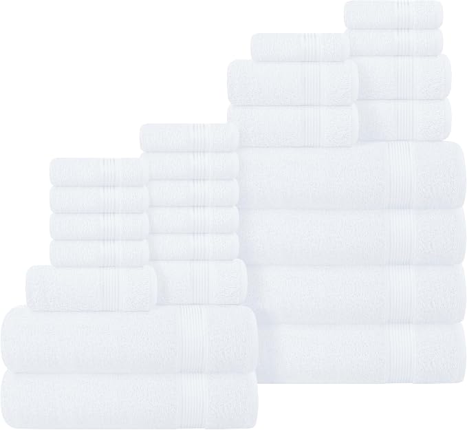 Belizzi Home 100% Cotton Towel Set, Contains 6 Soft Bath Towel, 6 Hand Towels by Unknown