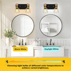 FadimiKoo Rustic Style Wood Bathroom Wall Sconces, 2-Light Black Gold Bathroom - Image 4