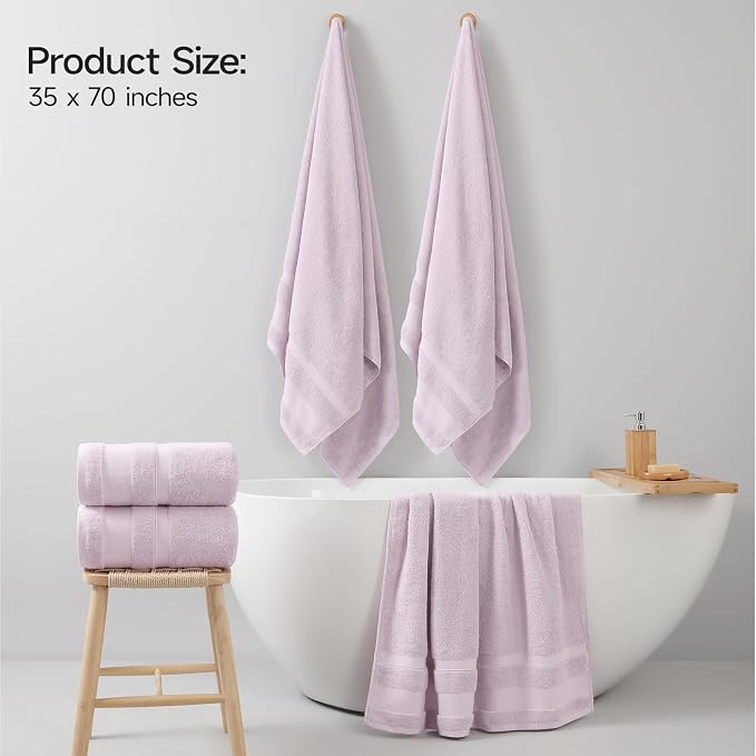 REDKISS 100% Cotton Bath Towels Set of 2, Extra Large Bath Sheets 35 X 70 Inches - Image 2