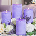 4 Pack Lavender Scented Pillar Candles-2.8x4 in Purple Decorative Candles by MAKALONE