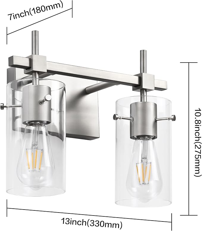 SOLFART 2 Light Wall Scone Vintage Vanity Light Fixtures Brushed Nickel Wall - Image 4