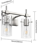 SOLFART 2 Light Wall Scone Vintage Vanity Light Fixtures Brushed Nickel Wall - Image 4