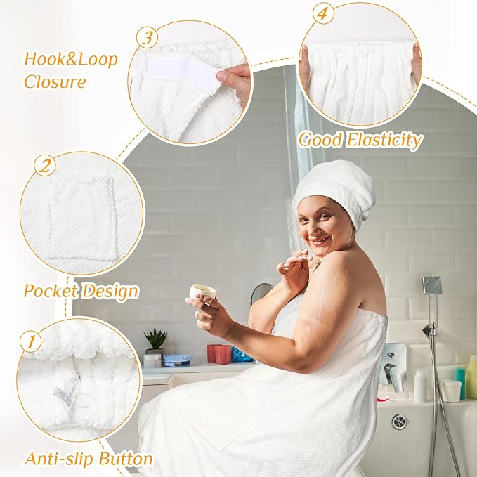 Tigeen Plus Size Towel Wrap for Women Spa Robe Set - Image 4
