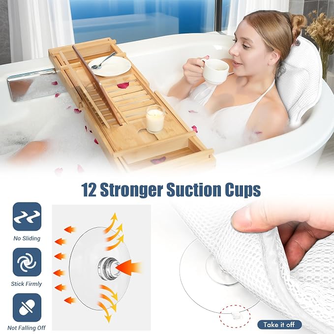 Full Body Bath Pillows for Tub Luxury Bathtub Pillow Cushion for Head, - Image 4