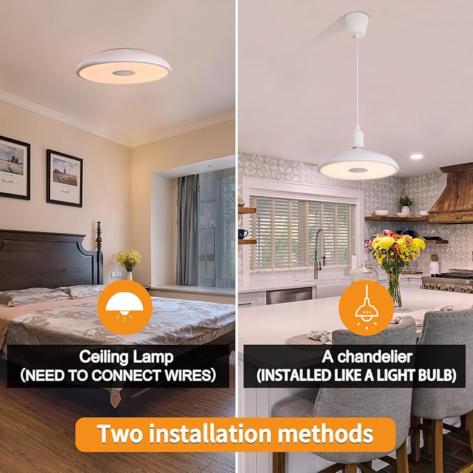 Smart Waterproof LED Flush Mount Ceiling Light Fixture, - Image 6
