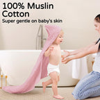 Yoofoss Hooded Baby Towels for Newborn 2 Pack 100% Muslin Organic Cotton Baby - Image 2