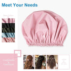 Shower Cap for Women, Double Layer Waterproof Bath Cap, Reusable Hair Protector - Image 7
