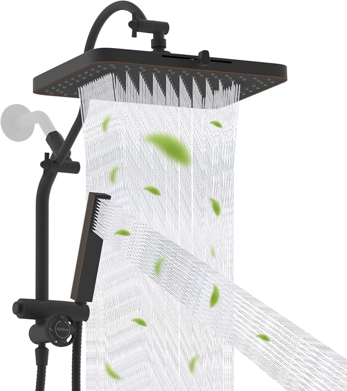 Hibbent 13'' cUPC Certified Shower Head Combo, High Pressure 5-spray Rainfall by Hibbent