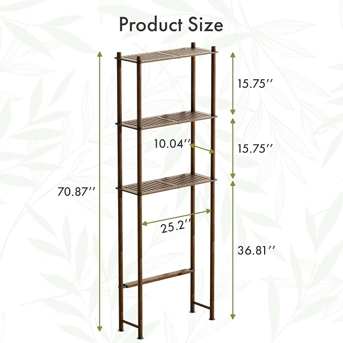 AmazerBath Bamboo Over The Toilet Storage Shelf, Over Toilet Bathroom Organizer - Image 2