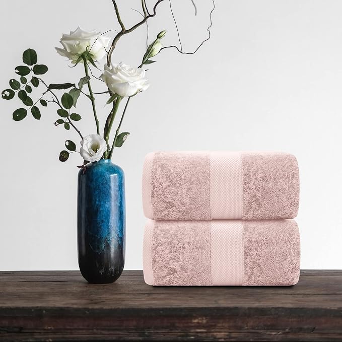 White Classic Pink 650 GSM Cotton Bath Sheet Towel - Image 6