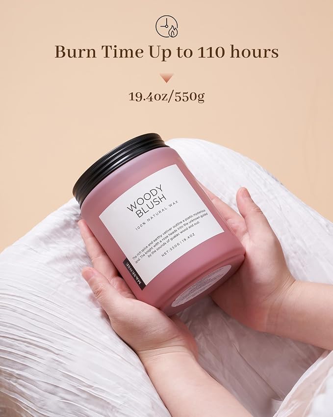 M&SENSE Large Rose Oud Soy Candles, 19.4oz Natural Soy Wax, 110-Hour Long - Image 4