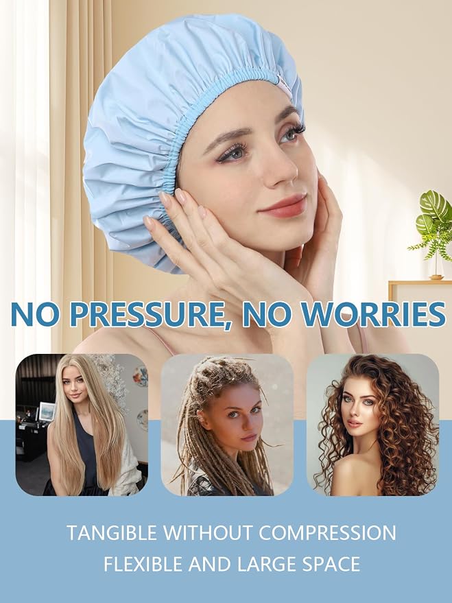 Years calm Shower Caps for Women Reusable Waterproof, Double Layer Waterproof - Image 9