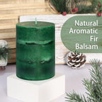 Fir Pine Scented Pillar Candles 3x4 Inch Dark Green 3-Layered Handcraft Holiday - Image 3