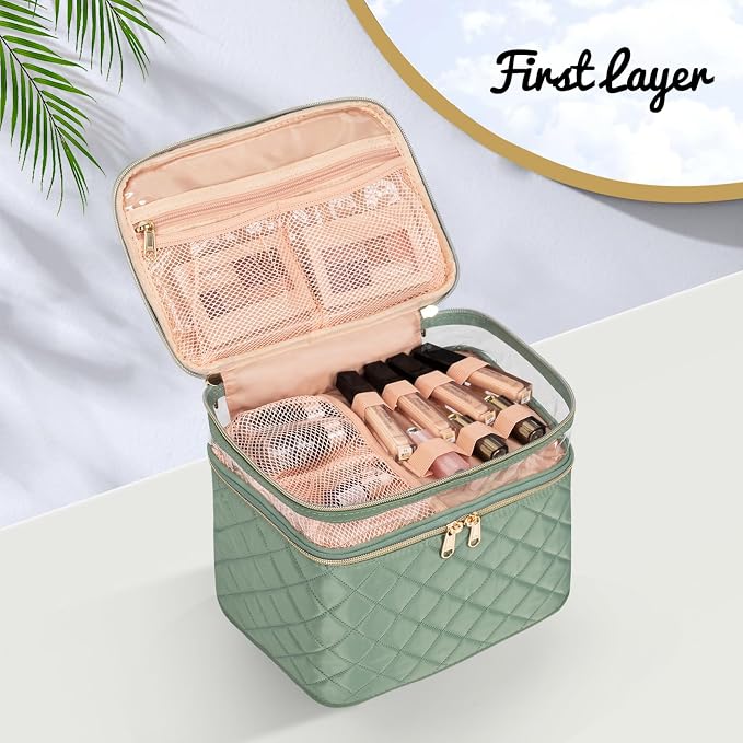 OCHEAL Large Makeup Bag, Double Layer Makeup Bag, Vertical Storage Cosmetic Case - Image 6