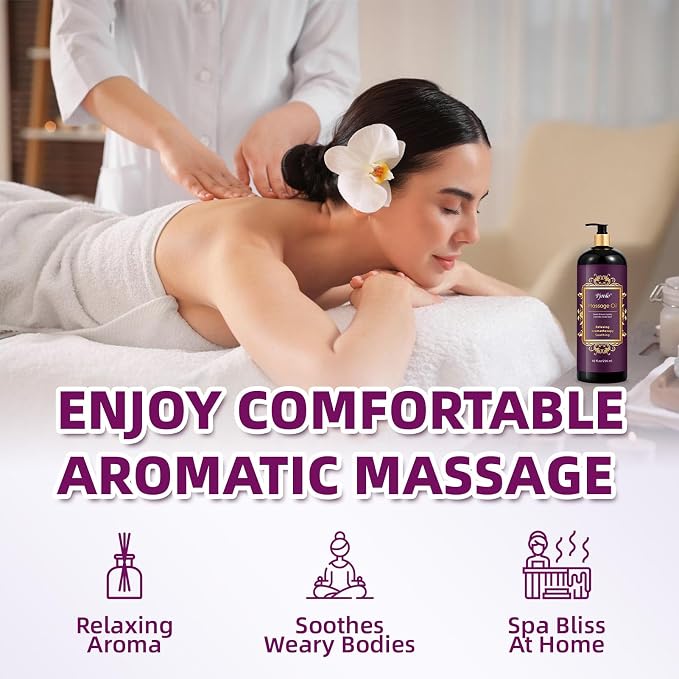 Pjordo Aromatherapy Lavender Massage Oil, 10 fl oz Relaxing Massage Oil - Image 4