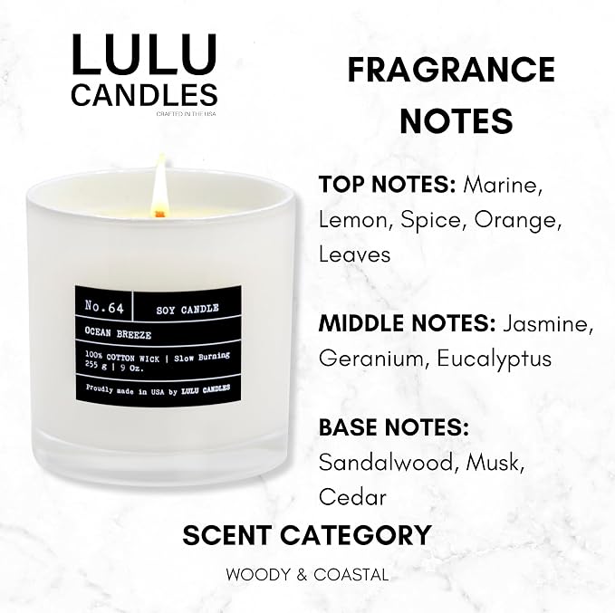 Lulu Candles | Ocean Breeze | Luxury Scented Soy Jar Candle | Hand Poured in - Image 4