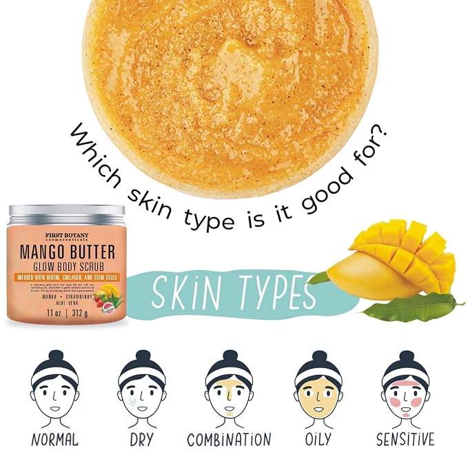 Mango Butter Body Scrub Exfoliator Biotin, Stem Cells - Image 3