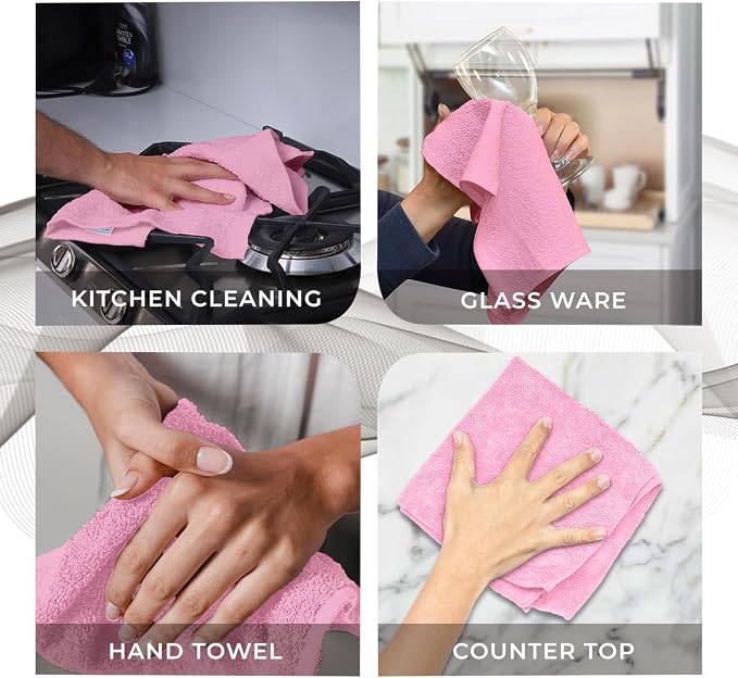 Avalon Towels Cotton Washcloths 24-Pack – 12 x 12 Inch Pink Super Soft & - Image 7