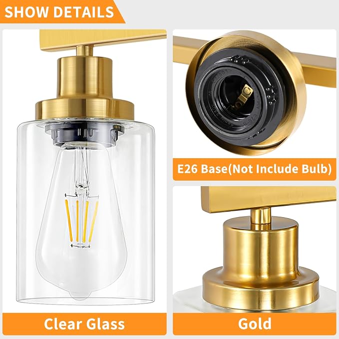 Bathroom Vanity Light, 4-Light Modern Matte Gold Wall Sconce Lighting - Image 3