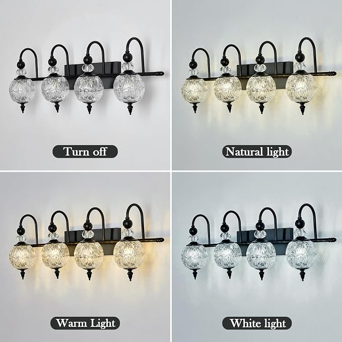 Piepooye Vintage Bathroom Light Fixtures Black Vanity Light - Image 5