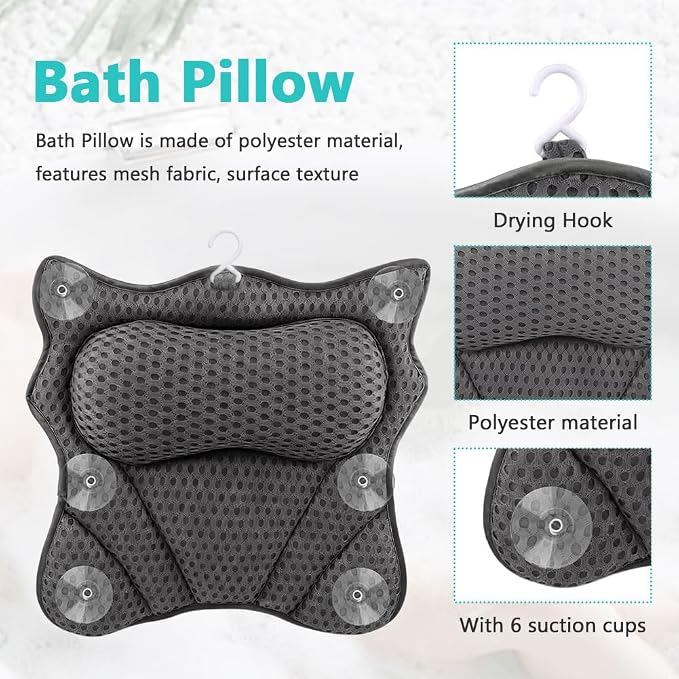 Bath Pillow, Ergonomic Bathtub Pillows - Image 3