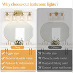 Indoi 4 Light Bathroom Light Fixtures, Brass Vanity Lights - Image 2